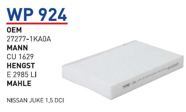 Wunder WP 924 Filter, interior air WP924: Buy near me in Poland at 2407.PL - Good price!
