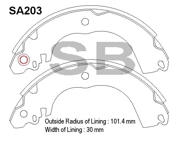 Sangsin SA203 Drum brake shoes rear, set SA203: Buy near me in Poland at 2407.PL - Good price!
