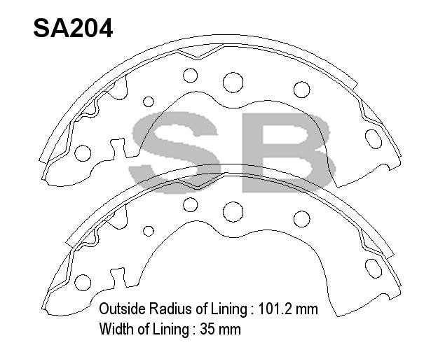 Sangsin SA204 Drum brake shoes rear, set SA204: Buy near me in Poland at 2407.PL - Good price!