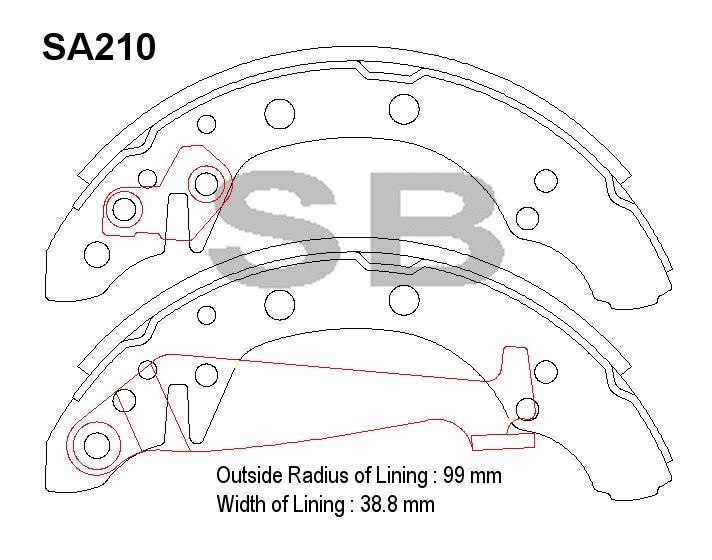 Sangsin SA210 Drum brake shoes rear, set SA210: Buy near me in Poland at 2407.PL - Good price!