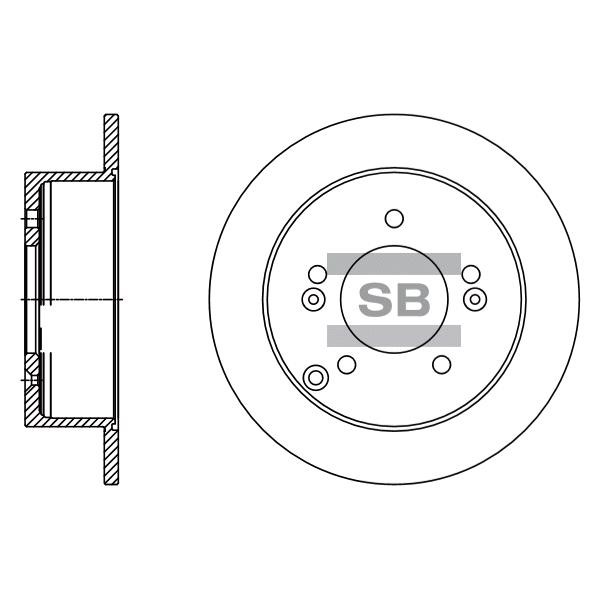 Sangsin SD1128 Rear brake disc, non-ventilated SD1128: Buy near me in Poland at 2407.PL - Good price!