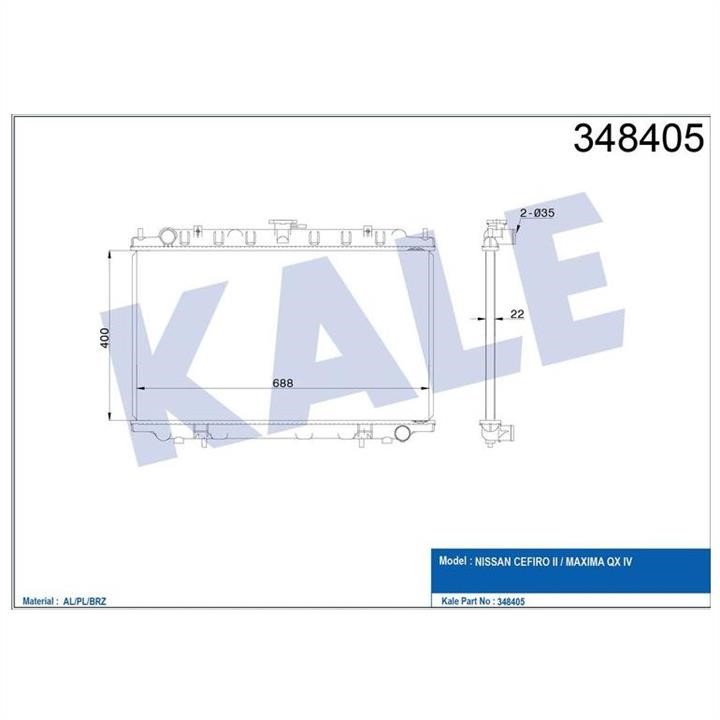 Kale Oto Radiator 348405 Radiator, engine cooling 348405: Buy near me in Poland at 2407.PL - Good price!