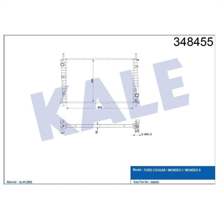 Kale Oto Radiator 348455 Radiator, engine cooling 348455: Buy near me in Poland at 2407.PL - Good price!