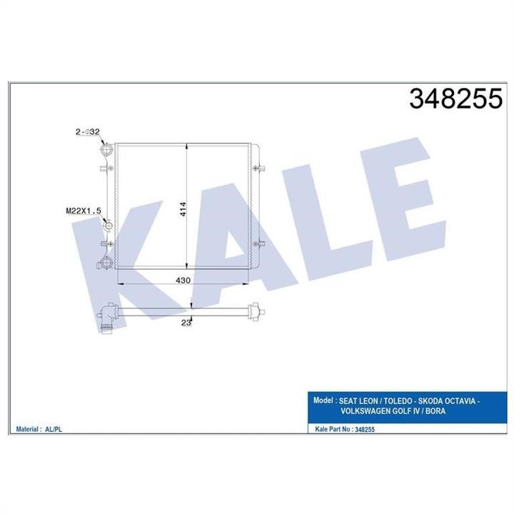 Kale Oto Radiator 348255 Radiator, engine cooling 348255: Buy near me in Poland at 2407.PL - Good price!