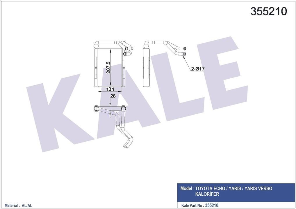 Kale Oto Radiator 355210 Heat exchanger, interior heating 355210: Buy near me in Poland at 2407.PL - Good price!