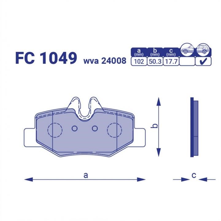 Frico FC 1049 Гальмівні колодки, комплект FC1049: Приваблива ціна - Купити у Польщі на 2407.PL!