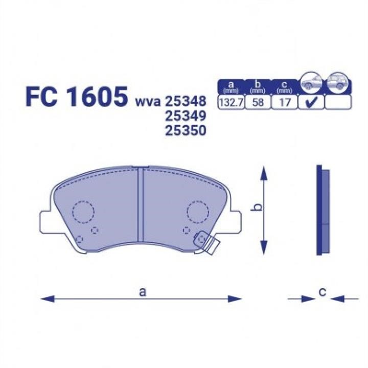 Frico FC 1605 Гальмівні колодки, комплект FC1605: Приваблива ціна - Купити у Польщі на 2407.PL!