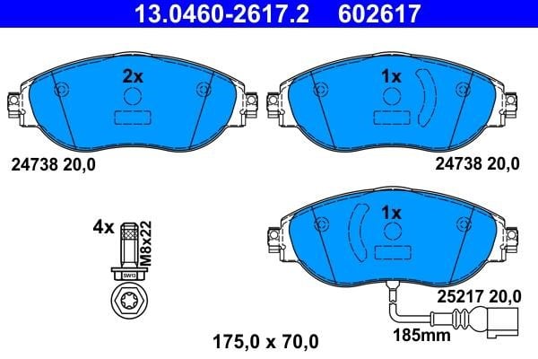 Ate 13.0460-2617.2 Brake Pad Set, disc brake 13046026172: Buy near me at 2407.PL in Poland at an Affordable price!