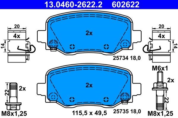 Ate 13.0460-2622.2 Brake Pad Set, disc brake 13046026222: Buy near me in Poland at 2407.PL - Good price!