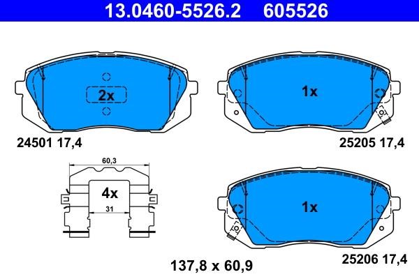 Ate 13.0460-5526.2 Brake Pad Set, disc brake 13046055262: Buy near me in Poland at 2407.PL - Good price!