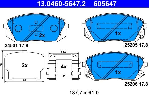 Ate 13.0460-5647.2 Brake Pad Set, disc brake 13046056472: Buy near me in Poland at 2407.PL - Good price!
