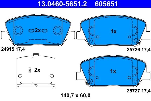 Ate 13.0460-5651.2 Brake Pad Set, disc brake 13046056512: Buy near me in Poland at 2407.PL - Good price!