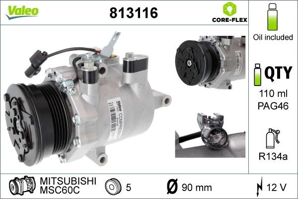Valeo 813116 Compressor, air conditioning 813116: Buy near me in Poland at 2407.PL - Good price!