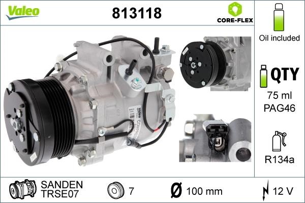 Valeo 813118 Compressor, air conditioning 813118: Buy near me in Poland at 2407.PL - Good price!