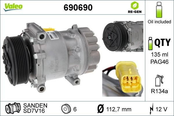 Valeo 690690 Compressor, air conditioning 690690: Buy near me in Poland at 2407.PL - Good price!