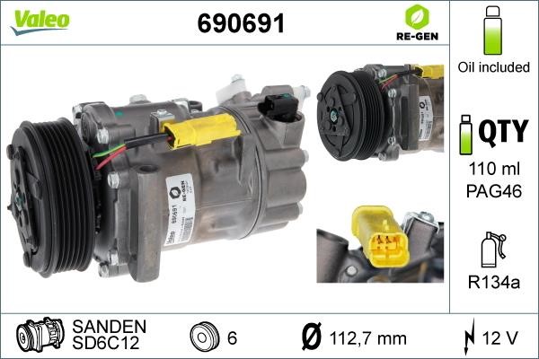 Valeo 690691 Compressor, air conditioning 690691: Buy near me in Poland at 2407.PL - Good price!
