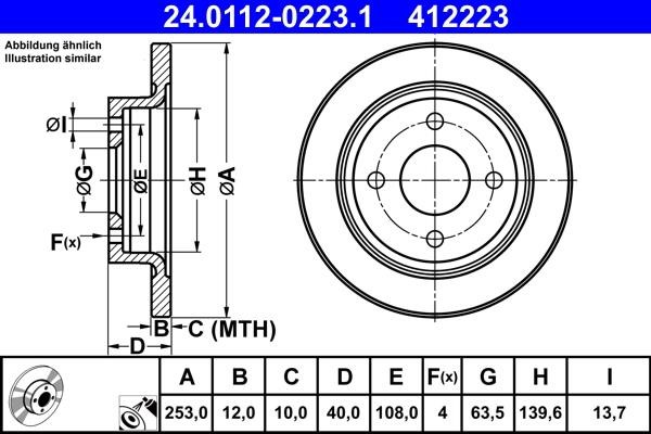 Ate 24.0112-0223.1 Тормозной диск задний невентилируемый 24011202231: Отличная цена - Купить в Польше на 2407.PL!