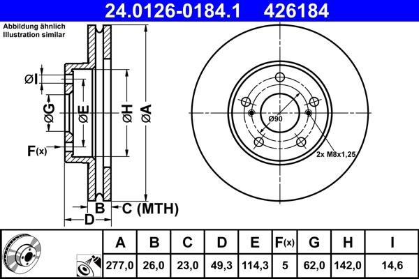 Ate 24.0126-0184.1 Тормозной диск передний вентилируемый 24012601841: Отличная цена - Купить в Польше на 2407.PL!