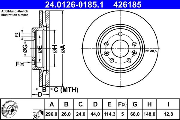 Ate 24.0126-0185.1 Тормозной диск передний вентилируемый 24012601851: Отличная цена - Купить в Польше на 2407.PL!