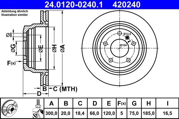Ate 24.0120-0240.1 Rear ventilated brake disc 24012002401: Buy near me in Poland at 2407.PL - Good price!
