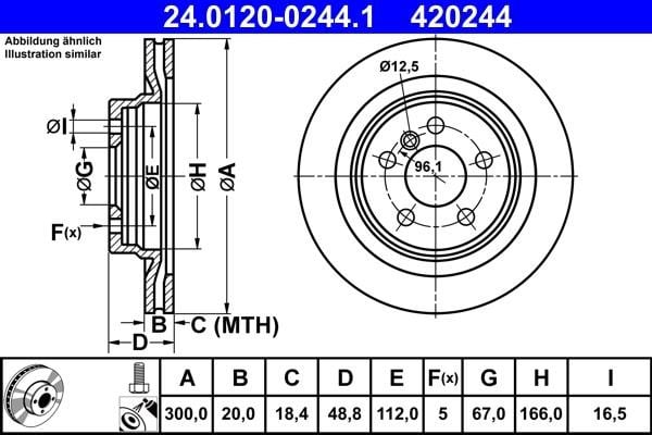 Ate 24.0120-0244.1 Rear ventilated brake disc 24012002441: Buy near me in Poland at 2407.PL - Good price!