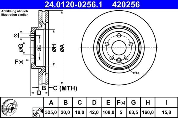 Ate 24.0120-0256.1 Тормозной диск задний вентилируемый 24012002561: Отличная цена - Купить в Польше на 2407.PL!