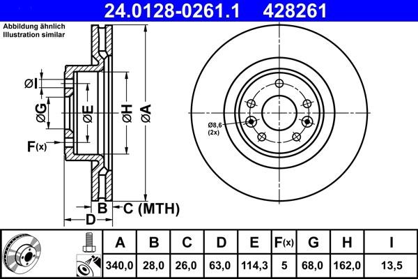 Ate 24.0128-0261.1 Brake disc 24012802611: Buy near me in Poland at 2407.PL - Good price!