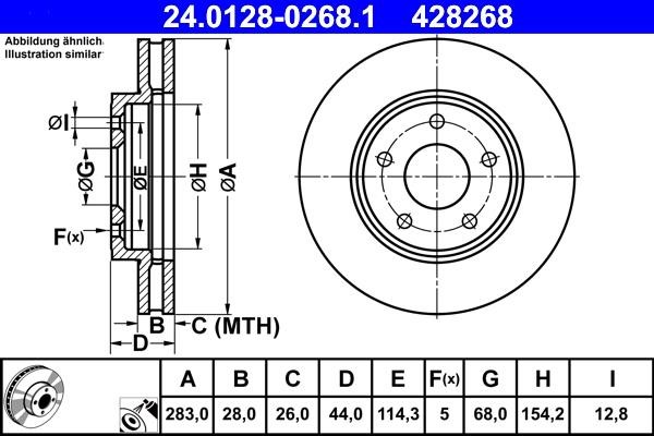 Ate 24.0128-0268.1 Тормозной диск передний вентилируемый 24012802681: Отличная цена - Купить в Польше на 2407.PL!
