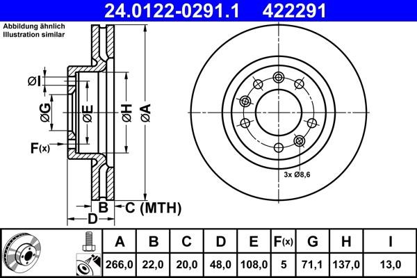 Ate 24.0122-0291.1 Тормозной диск передний вентилируемый 24012202911: Отличная цена - Купить в Польше на 2407.PL!