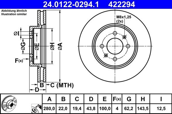 Ate 24.0122-0294.1 Тормозной диск передний вентилируемый 24012202941: Отличная цена - Купить в Польше на 2407.PL!