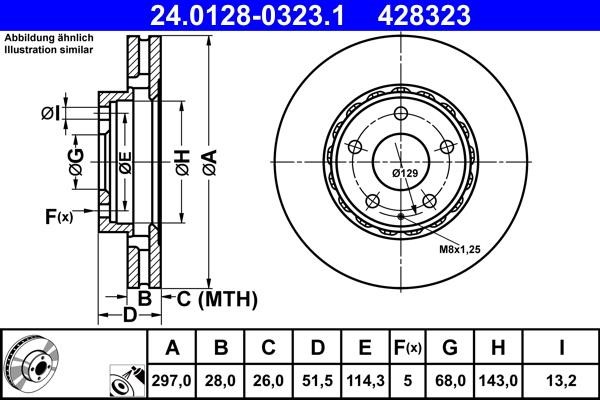 Ate 24.0128-0323.1 Тормозной диск передний вентилируемый 24012803231: Отличная цена - Купить в Польше на 2407.PL!