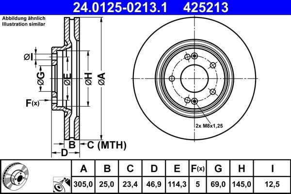 Ate 24.0125-0213.1 Тормозной диск передний вентилируемый 24012502131: Отличная цена - Купить в Польше на 2407.PL!