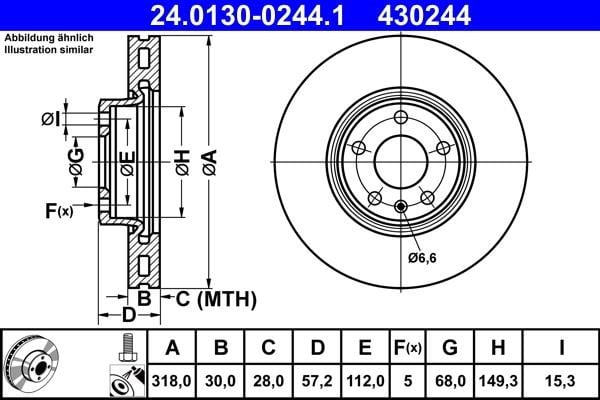 Ate 24.0130-0244.1 Тормозной диск передний вентилируемый 24013002441: Отличная цена - Купить в Польше на 2407.PL!