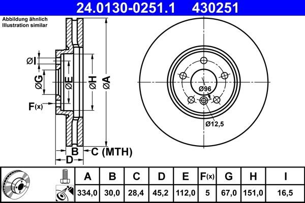Ate 24.0130-0251.1 Тормозной диск передний вентилируемый 24013002511: Отличная цена - Купить в Польше на 2407.PL!