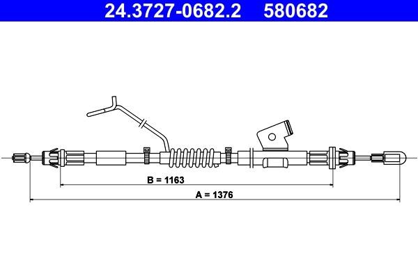 Ate 24.3727-0682.2 Cable Pull, parking brake 24372706822: Buy near me in Poland at 2407.PL - Good price!