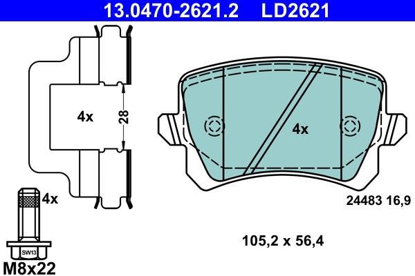 Ate 13.0470-2621.2 ATE CERAMIC disc brake pads, set 13047026212: Buy near me in Poland at 2407.PL - Good price!