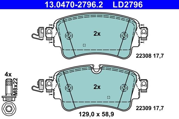 Ate 13.0470-2796.2 ATE CERAMIC disc brake pads, set 13047027962: Buy near me in Poland at 2407.PL - Good price!