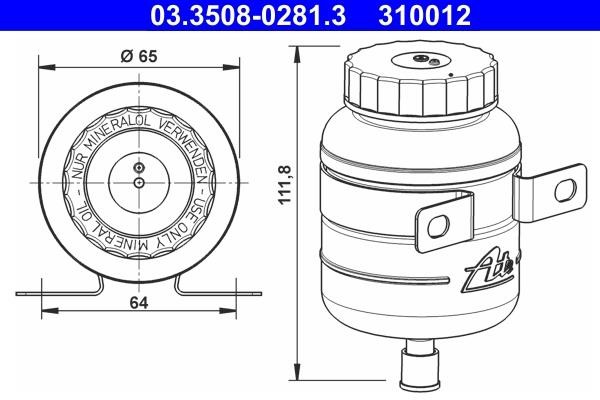 Ate 03.3508-0281.3 Brake fluid reservoir 03350802813: Buy near me in Poland at 2407.PL - Good price!