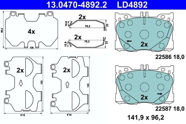 Ate 13.0470-4892.2 ATE CERAMIC disc brake pads, set 13047048922: Buy near me in Poland at 2407.PL - Good price!