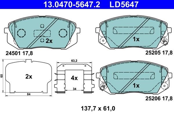 Ate 13.0470-5647.2 Brake Pad Set, disc brake 13047056472: Buy near me in Poland at 2407.PL - Good price!