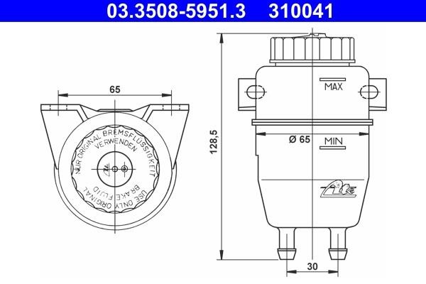 Ate 03.3508-5951.3 Бачок рідини гальмівної 03350859513: Приваблива ціна - Купити у Польщі на 2407.PL!