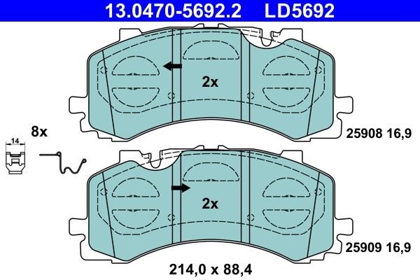Ate 13.0470-5692.2 ATE CERAMIC disc brake pads, set 13047056922: Buy near me in Poland at 2407.PL - Good price!