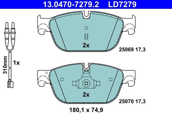 Ate 13.0470-7279.2 ATE CERAMIC disc brake pads, set 13047072792: Buy near me in Poland at 2407.PL - Good price!