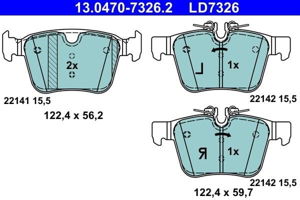 Ate 13.0470-7326.2 ATE CERAMIC disc brake pads, set 13047073262: Buy near me in Poland at 2407.PL - Good price!