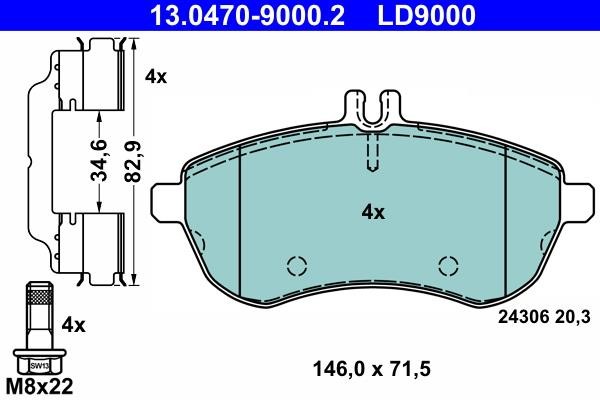 Ate 13.0470-9000.2 ATE CERAMIC disc brake pads, set 13047090002: Buy near me in Poland at 2407.PL - Good price!