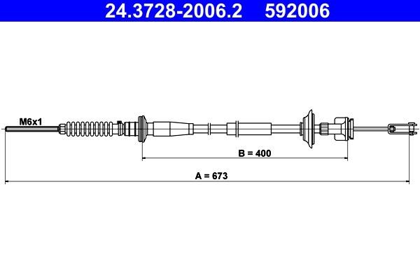 Ate 24.3728-2006.2 Cable Pull, clutch control 24372820062: Buy near me in Poland at 2407.PL - Good price!