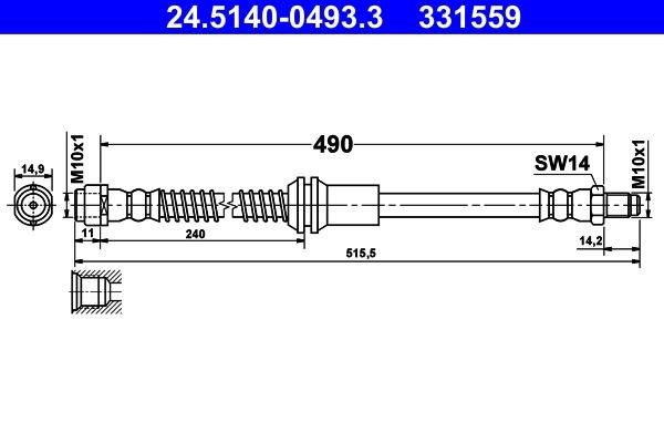 Ate 24.5140-0493.3 Bremsschlauch 24514004933: Kaufen Sie zu einem guten Preis in Polen bei 2407.PL!