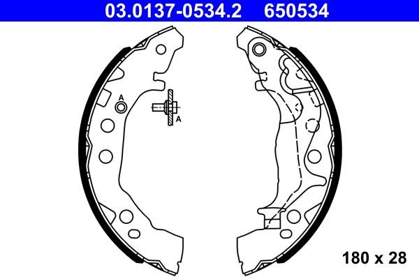 Ate 03.0137-0534.2 Brake shoe set 03013705342: Buy near me at 2407.PL in Poland at an Affordable price!