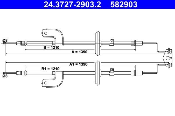 Ate 24.3727-2903.2 Cable Pull, parking brake 24372729032: Buy near me in Poland at 2407.PL - Good price!