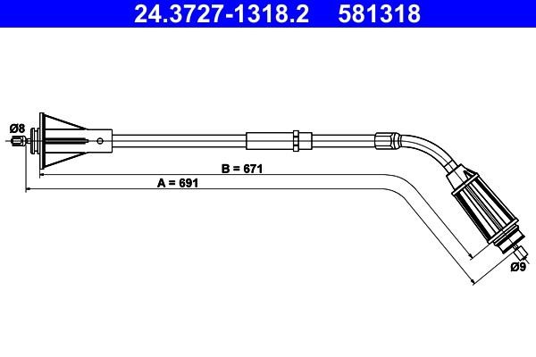 Ate 24.3727-1318.2 Cable Pull, parking brake 24372713182: Buy near me in Poland at 2407.PL - Good price!